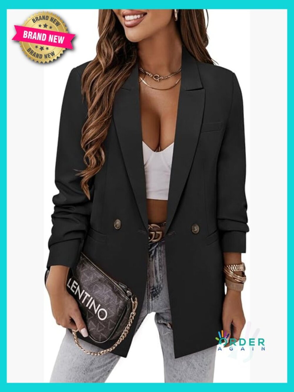 Women Business Casual Blazer Jacket Lined Work Professional Suit Jacket Notch